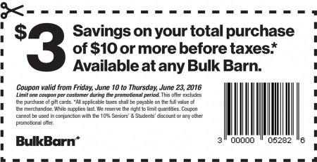 Bulk Barn $3 Off Your $10 Purchase Coupon (June 10-23)