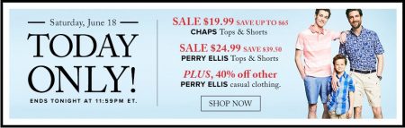 Hudson's Bay Today Only - $19.99 for CHAPS Tops & Shorts - Save up to $65 (June 18)