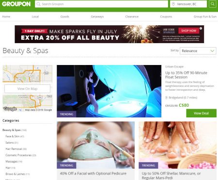 GROUPON Today Only - Extra 20 Off Beauty and Spa Deals (July 1)