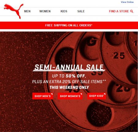 PUMA Semi-Annual Sale - Up to 50 Off + Extra 20 Off + Free Shipping All Orders (July 23-24)