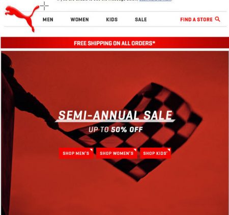 PUMA Semi-Annual Sale - Up to 50 Off + Free Shipping on All Orders