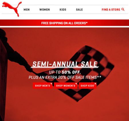 PUMA Semi-Annual Sale - Up to 50 Off + Free Shipping on All Orders (July 2-4)