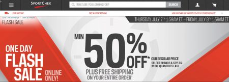 Sport Chek Flash Sale - Minimum 50 Off + Free Shipping All Orders (July 7)