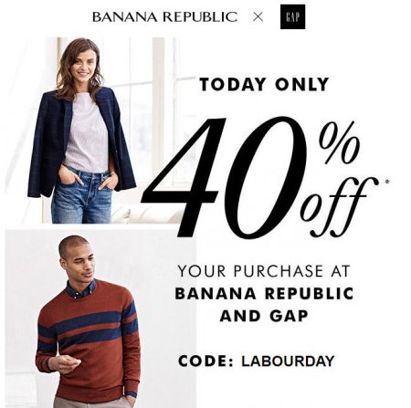 GAP & Banana Republic Today Only - 40 Off Your Purchase Promo Code (Aug 28)