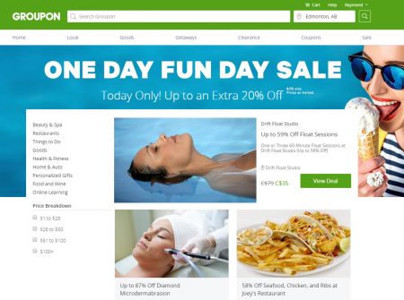 GROUPON Today Only - One Day Fun Day Sale - Up to an Extra 20 Off (Aug 24)