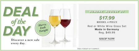 Hudson's Bay Deal of the Day - $17.99 for Riedel 4-Piece Wine Glass Set (Aug 21)