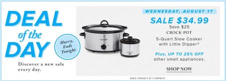 Hudson's Bay Deal of the Day - $34.99 for Crock-Pot 5-Quartz Slow Cooker withe Little Dipper (Aug 17)