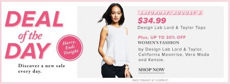 Hudson's Bay Deal of the Day - $34.99 for Design Lab Lord & Taylor Tops, Plus 30 Off Women's Fashion (Aug 6)