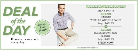 Hudson's Bay Deal of the Day - $39.99 for Men's Pants (Aug 23)