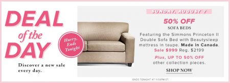 Hudson's Bay Deal of the Day - 50 Off Sofa Beds (Aug 7)