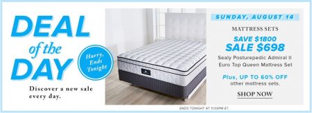 Hudson's Bay Deal of the Day - 72 Off Sealy Posturepedic Admiral II Euro Top Queen Mattress Set (Aug 14)