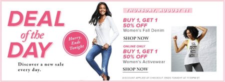 Hudson's Bay Deal of the Day - Buy 1 Get 1 50 Off Women's Fall Denim and Women's Activewear (Aug 11)