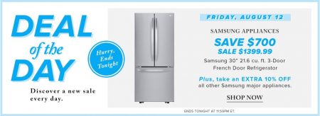 Hudson's Bay Deal of the Day - Up to 30 Off Samsung Appliances (Aug 12)