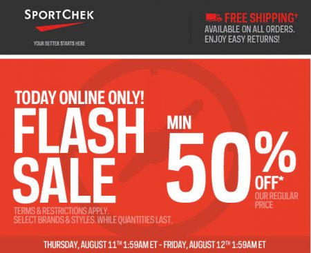 Sport Chek Flash Sale - Minimum 50 Off + Free Shipping All Orders (Aug 11)