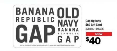 Staples 20 Off Gift Cards to GAP, Banana Republic, Old Navy and Roots (Until Aug 23)