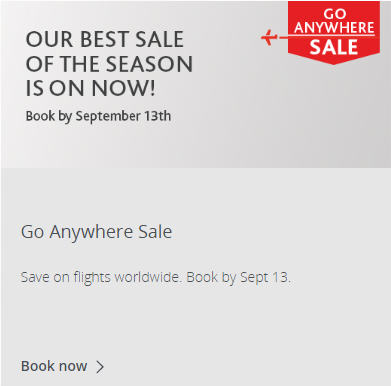 Air Canada Best Sale of the Season (Book by Sep 13)