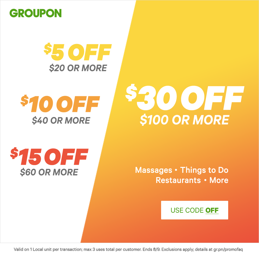 Groupon.com: Buy More, Save More – Up to Extra $30 Off Promo Code (Aug 8-9)