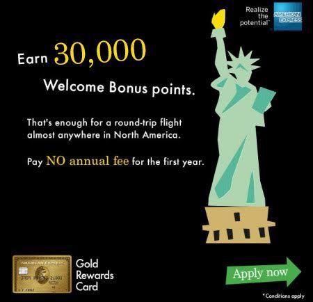 TRAVEL HACKING: American Express Gold Rewards Card – Get 30,000 Points = FREE Flight to Anywhere in North America!