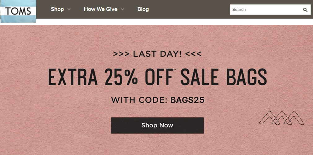 TOMS.ca: Extra 25% Off Sale Bags, Backpacks and Totes (Aug 1-2)