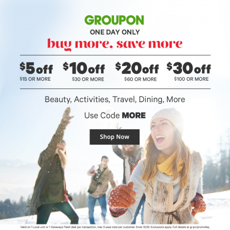 Groupon.com: Buy More, Save More - Up to Extra $30 Off Promo Code (Dec ...