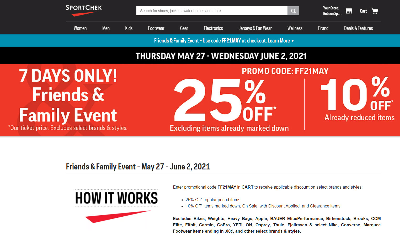 Sport Chek Friends & Family Event 25 Off Regular Priced Items, 10